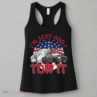 I'm Sexy and I Tow It 5th wheel USA Flag Sunset camping Women's Tank Top thumb 3