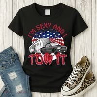 I'm Sexy and I Tow It 5th wheel USA Flag Sunset camping Women's T-Shirt thumb 3