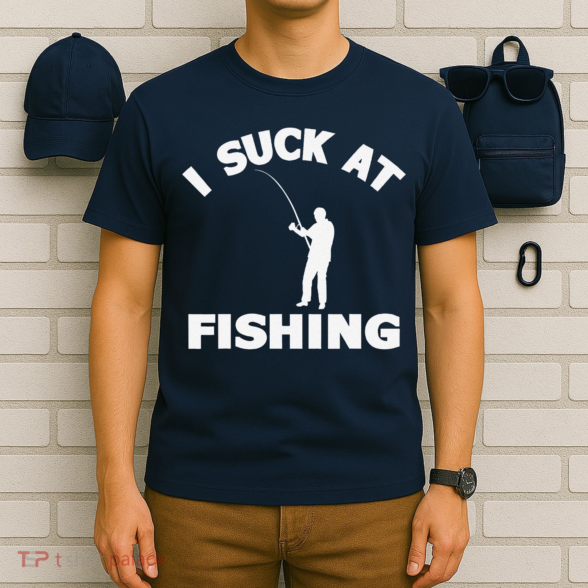 I Suck At Fishing Funny Fishermen Meme Fisher Lover T-Shirt