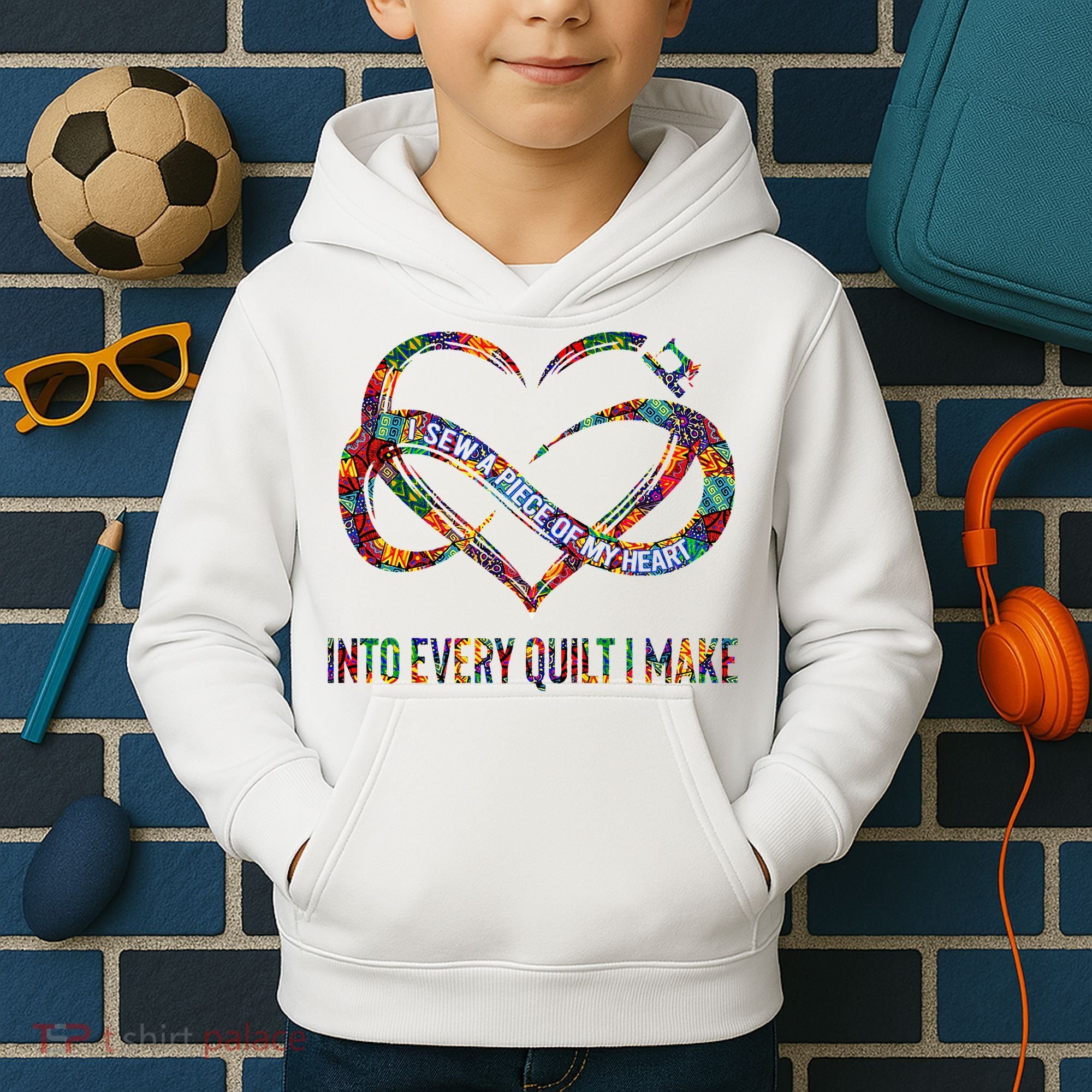 I Sew A Piece Of My Heart Into Every Quilt I Make Kids Hoodie