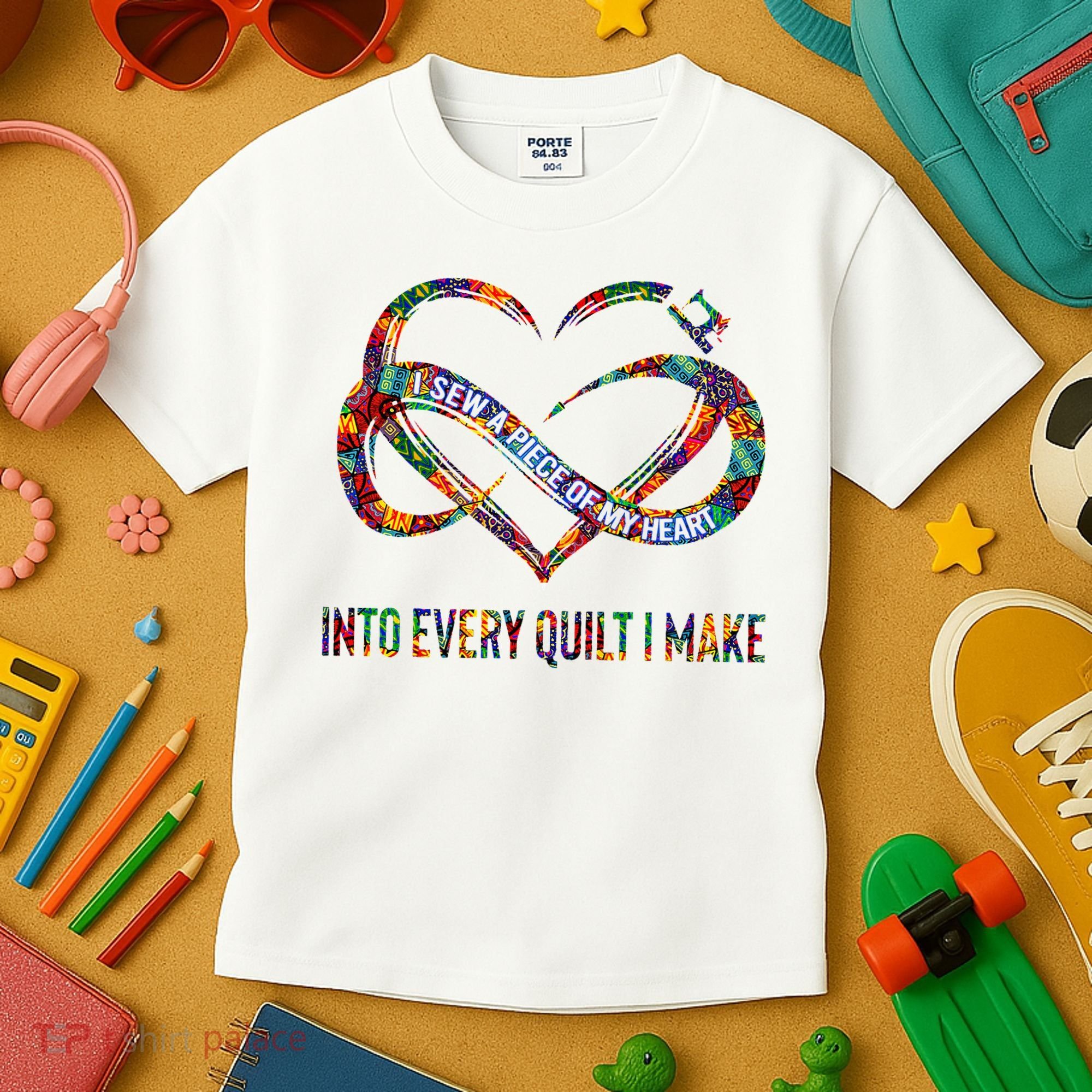 I Sew A Piece Of My Heart Into Every Quilt I Make Kids T-Shirt