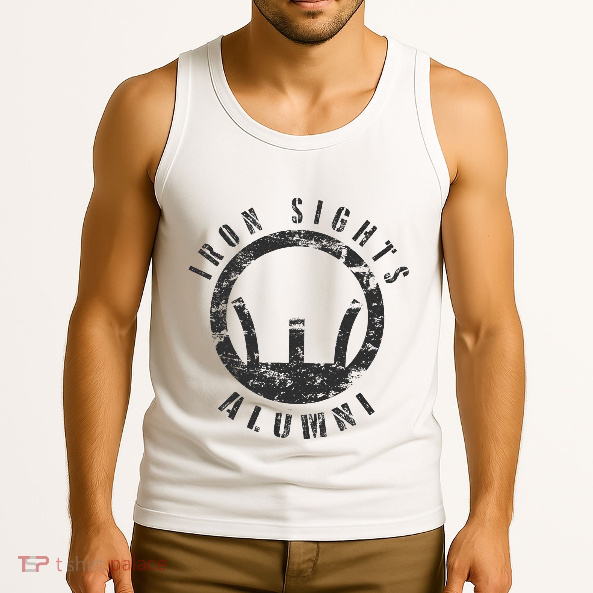 Iron Sights Alumni Boot Camp Shooting Marksmanship Veteran Tank Top
