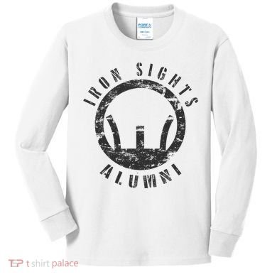 Iron Sights Alumni Boot Camp Shooting Marksmanship Veteran Kids Long Sleeve Shirt