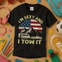 I'm Sexy And I Tow It Funny Caravan Camping RV Trailer Tee Kids T-Shirt thumb 3