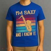 I'm Saxy And I Know It Saxophone Player Retro Vintage Gift T-Shirt thumb 3