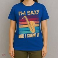 I'm Saxy And I Know It Saxophone Player Retro Vintage Gift T-Shirt thumb 4