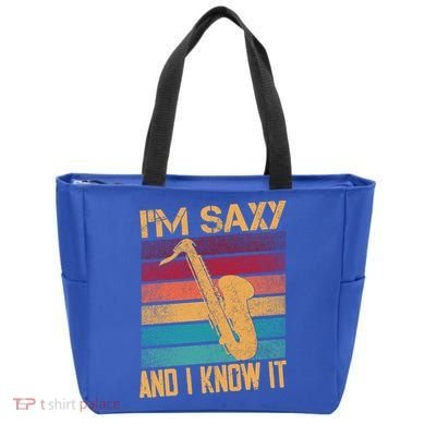 I'm Saxy And I Know It Saxophone Player Retro Vintage Gift Tote Bag