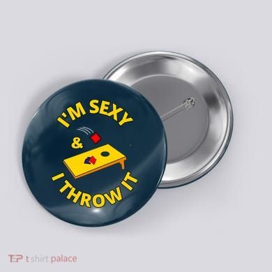 I'm Sexy And I Throw It Cornhole Bean Bag Sacks Corn Hole Premium Button