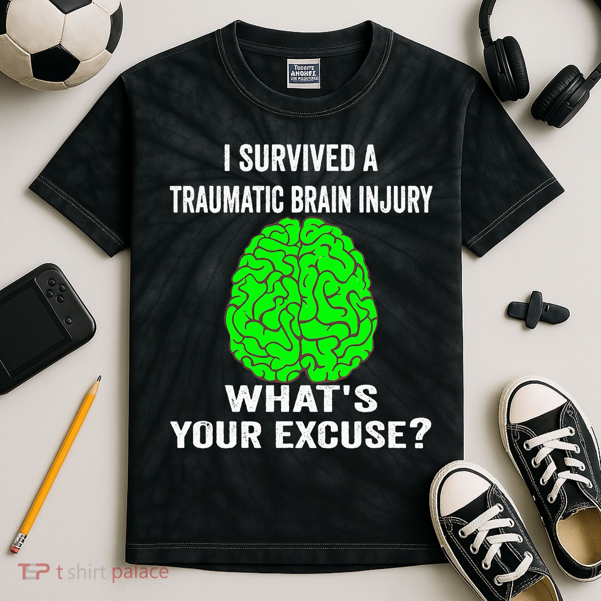 I Survived A Traumatic Brain Injury Whats Your Excuse Kids Tie-Dye T-Shirt
