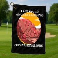I Survived Angels Landing Hike Zion National Park Utah Golf Towel thumb 1