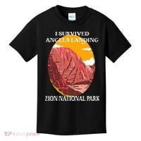 I Survived Angels Landing Hike Zion National Park Utah Kids T-Shirt thumb 0