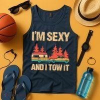 IM Sexy And I Tow It Bigfoot Camp Trees Hike Hiking Camping Tank Top thumb 4