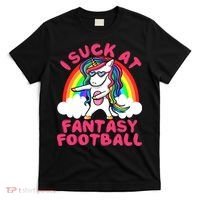I Suck At Fantasy Football Loser Trophy Unicorn Rainbow T-Shirt thumb 0