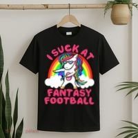 I Suck At Fantasy Football Loser Trophy Unicorn Rainbow T-Shirt thumb 2