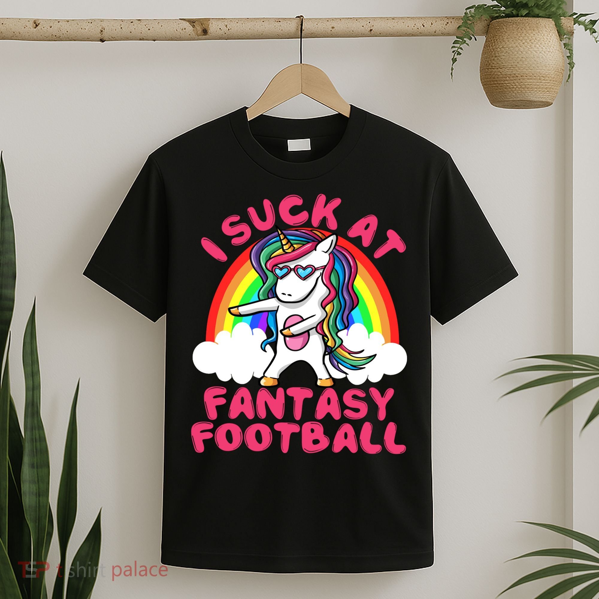 I Suck At Fantasy Football Loser Trophy Unicorn Rainbow T-Shirt