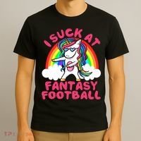 I Suck At Fantasy Football Loser Trophy Unicorn Rainbow T-Shirt thumb 3