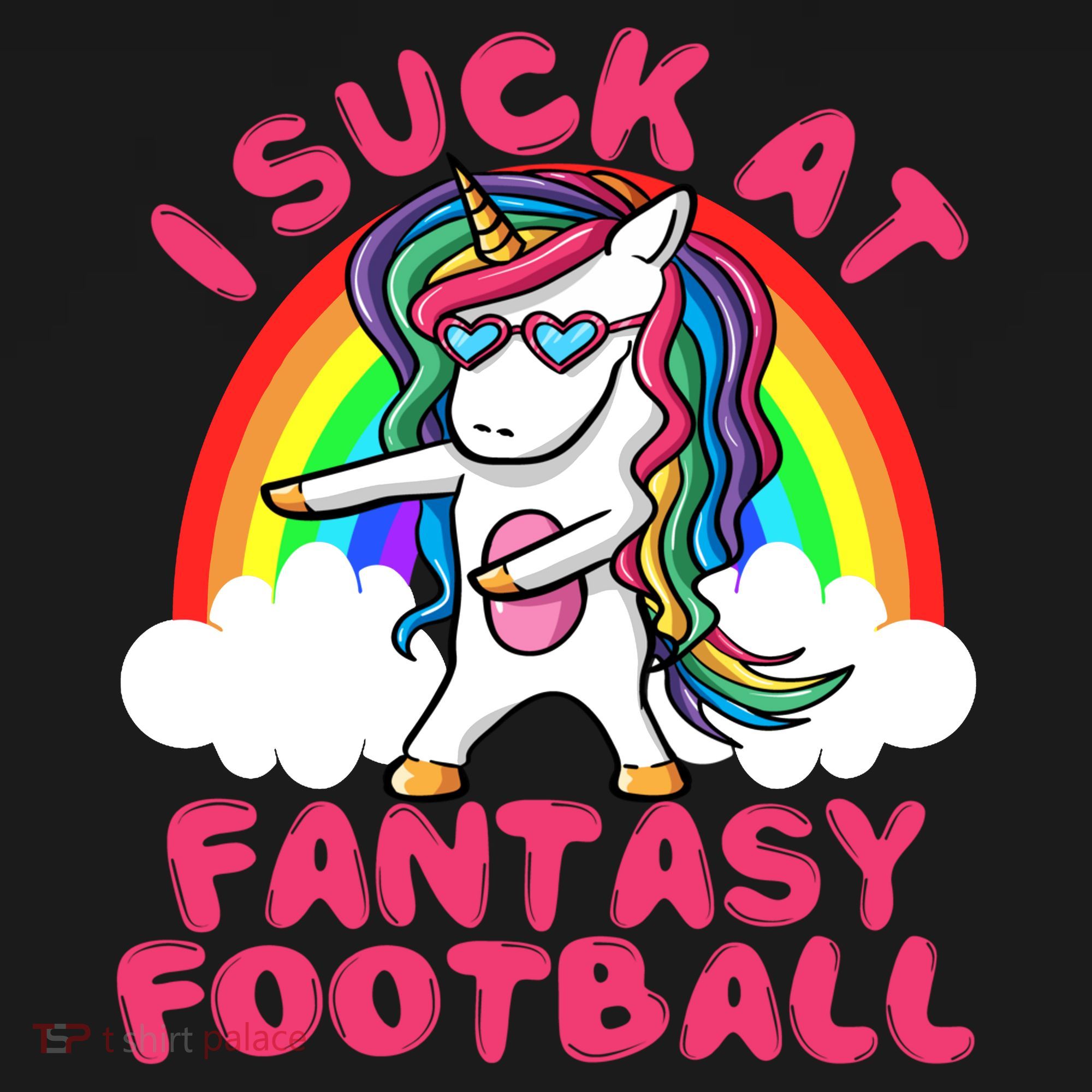 I Suck At Fantasy Football Loser Trophy Unicorn Rainbow T-Shirt