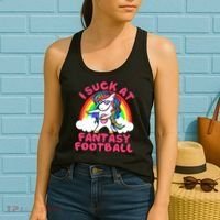 I Suck At Fantasy Football Loser Trophy Unicorn Rainbow Women's Tank Top thumb 2