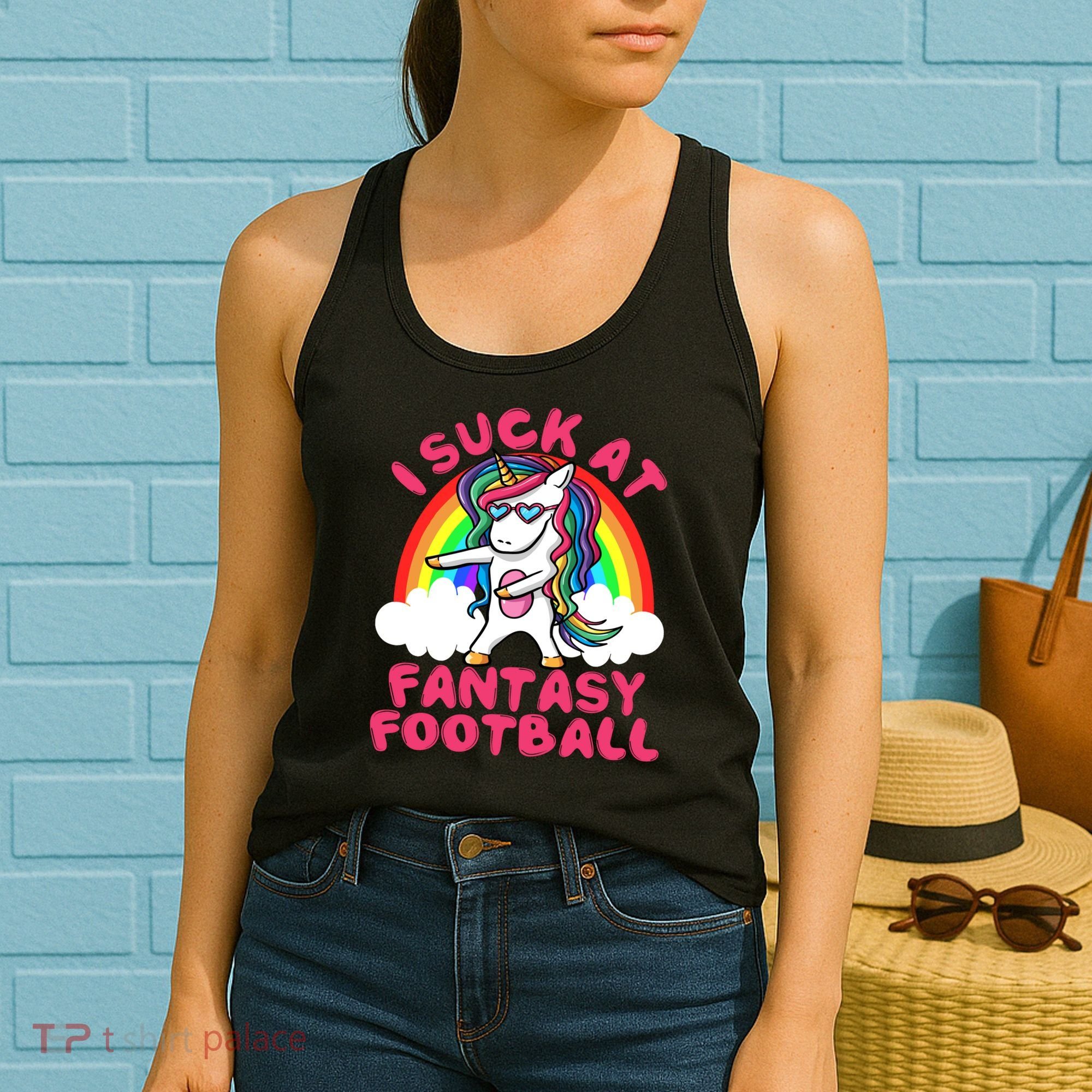 I Suck At Fantasy Football Loser Trophy Unicorn Rainbow Women's Tank Top