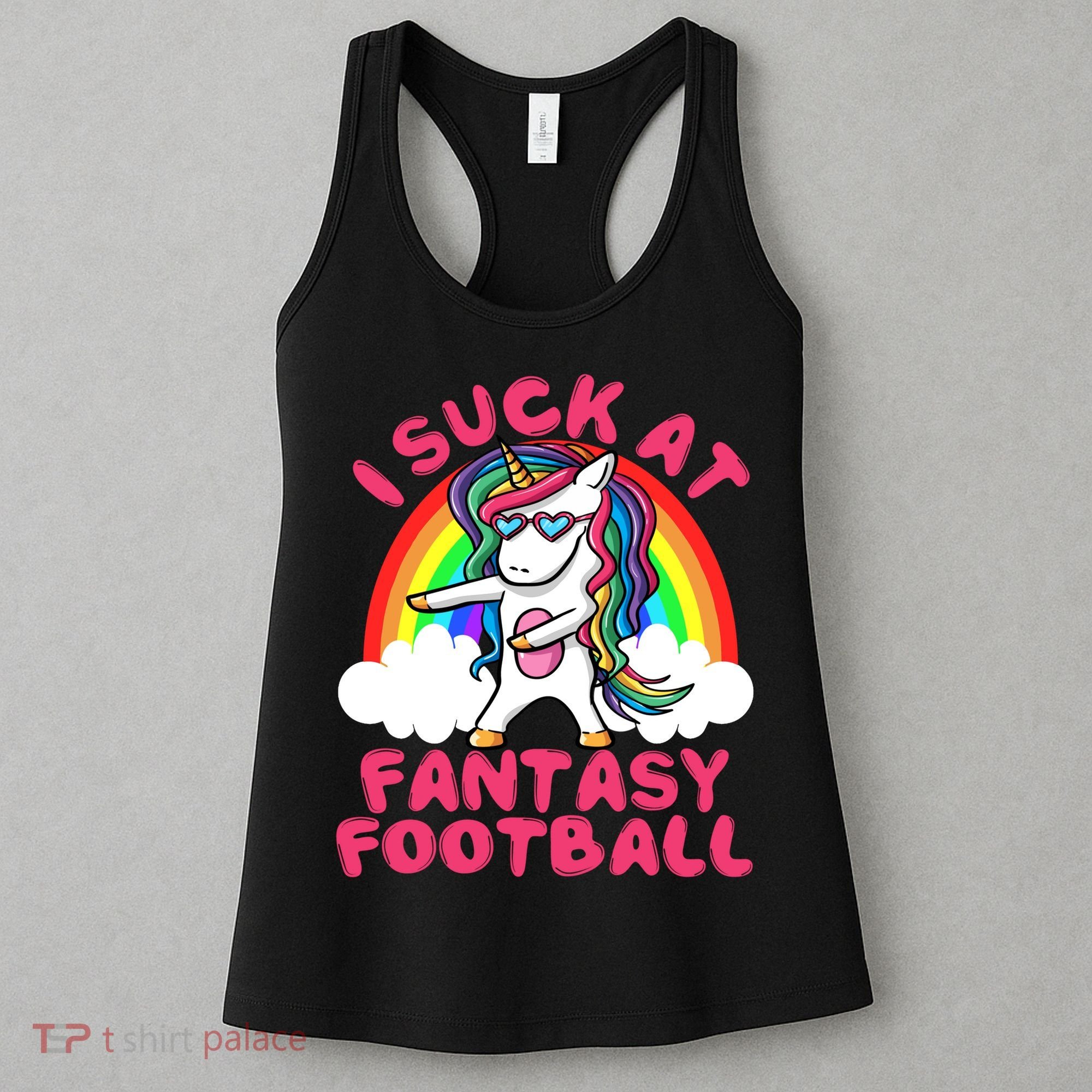 I Suck At Fantasy Football Loser Trophy Unicorn Rainbow Women's Tank Top
