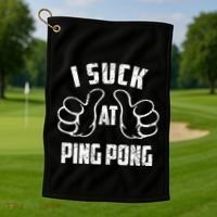 I Suck At Ping Pong Sarcastic Ping Pong Loser Gift Golf Towel thumb 1