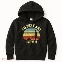 IM Sexy And I Mow It Retro Grass Lawn Mower Kids Hoodie thumb 0