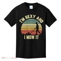 IM Sexy And I Mow It Retro Grass Lawn Mower Kids T-Shirt thumb 0