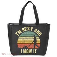 IM Sexy And I Mow It Retro Grass Lawn Mower Tote Bag thumb 0