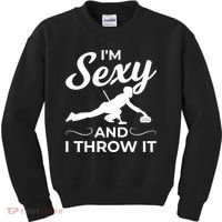 IM Sexy And I Throw It Curling Player Gift Kids Sweatshirt thumb 0