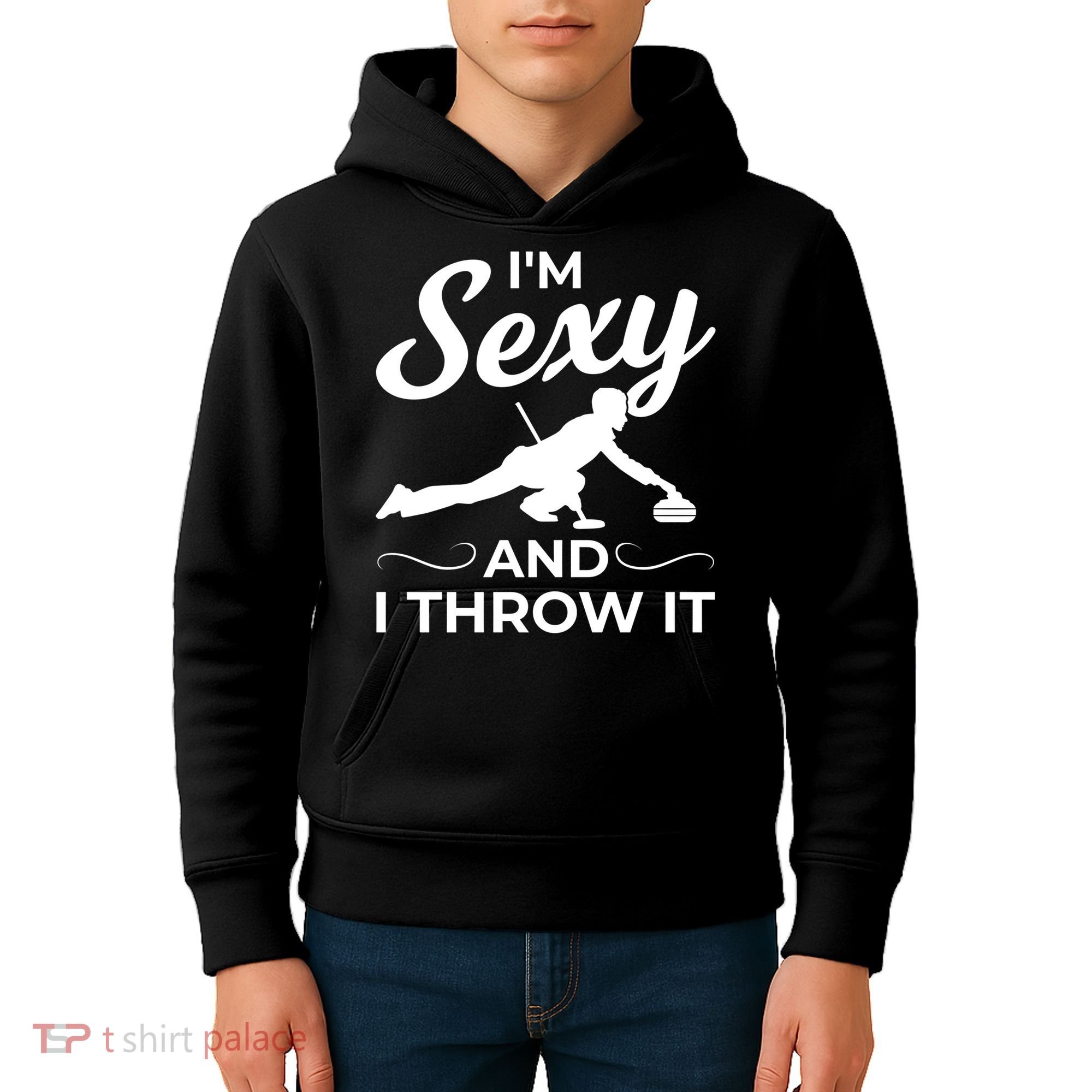 IM Sexy And I Throw It Curling Player Gift Kids Hoodie