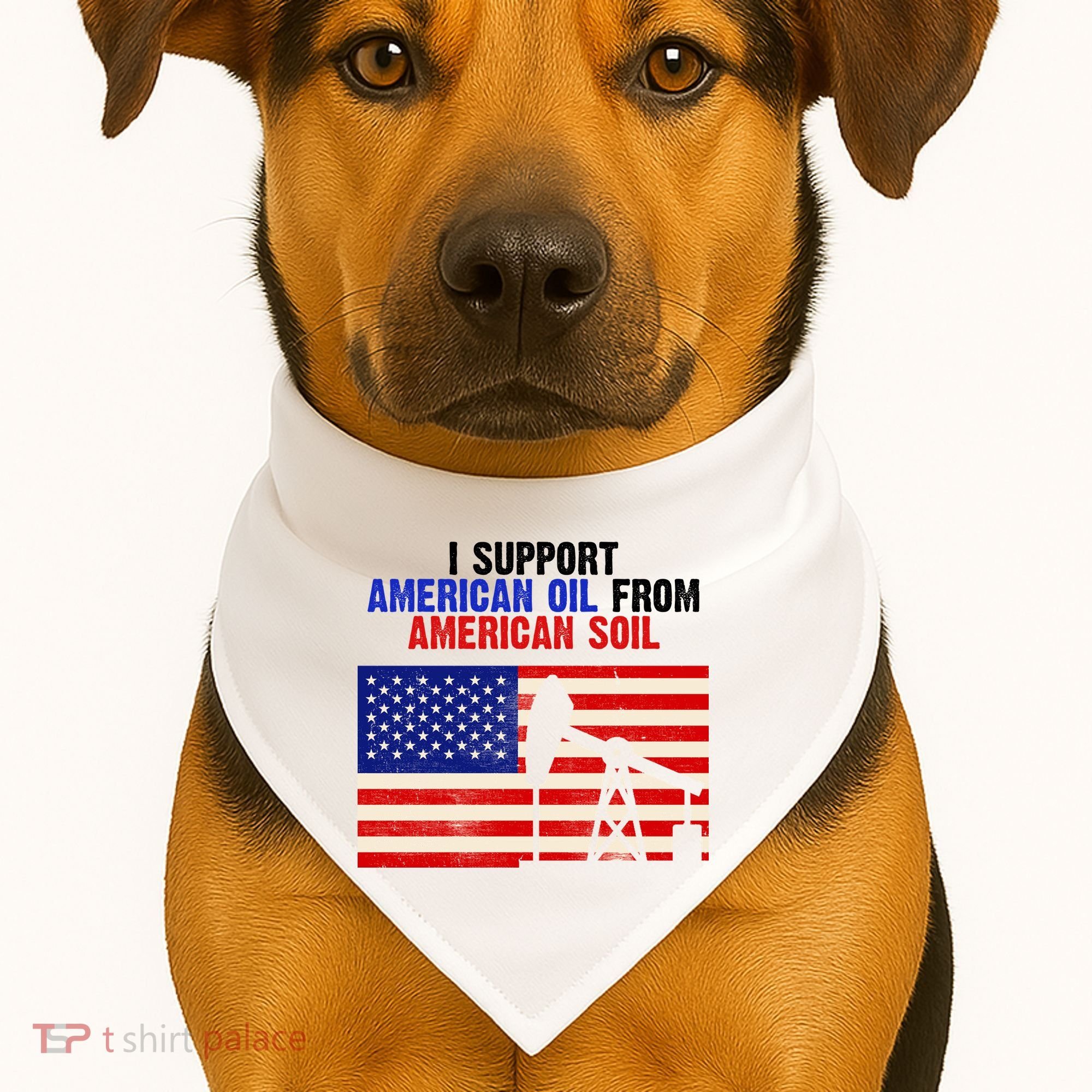 I Support American Oil From American Soil USA USA-Made Doggie Bandana