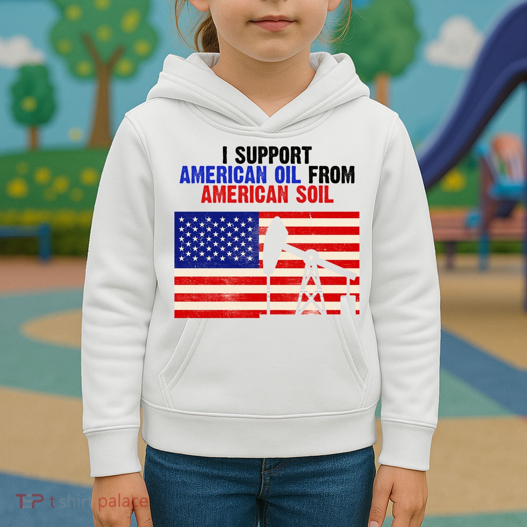 I Support American Oil From American Soil USA Kids Hoodie