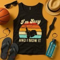 Im Sexy And I Mow It Landscaper Lawn Trimmer Landscaping Tank Top thumb 4