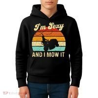 Im Sexy And I Mow It Landscaper Lawn Trimmer Landscaping Kids Hoodie thumb 4