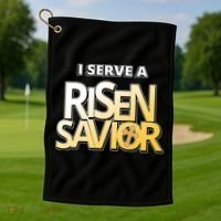 I Serve A Risen Savior Christian Faith Golf Towel thumb 1