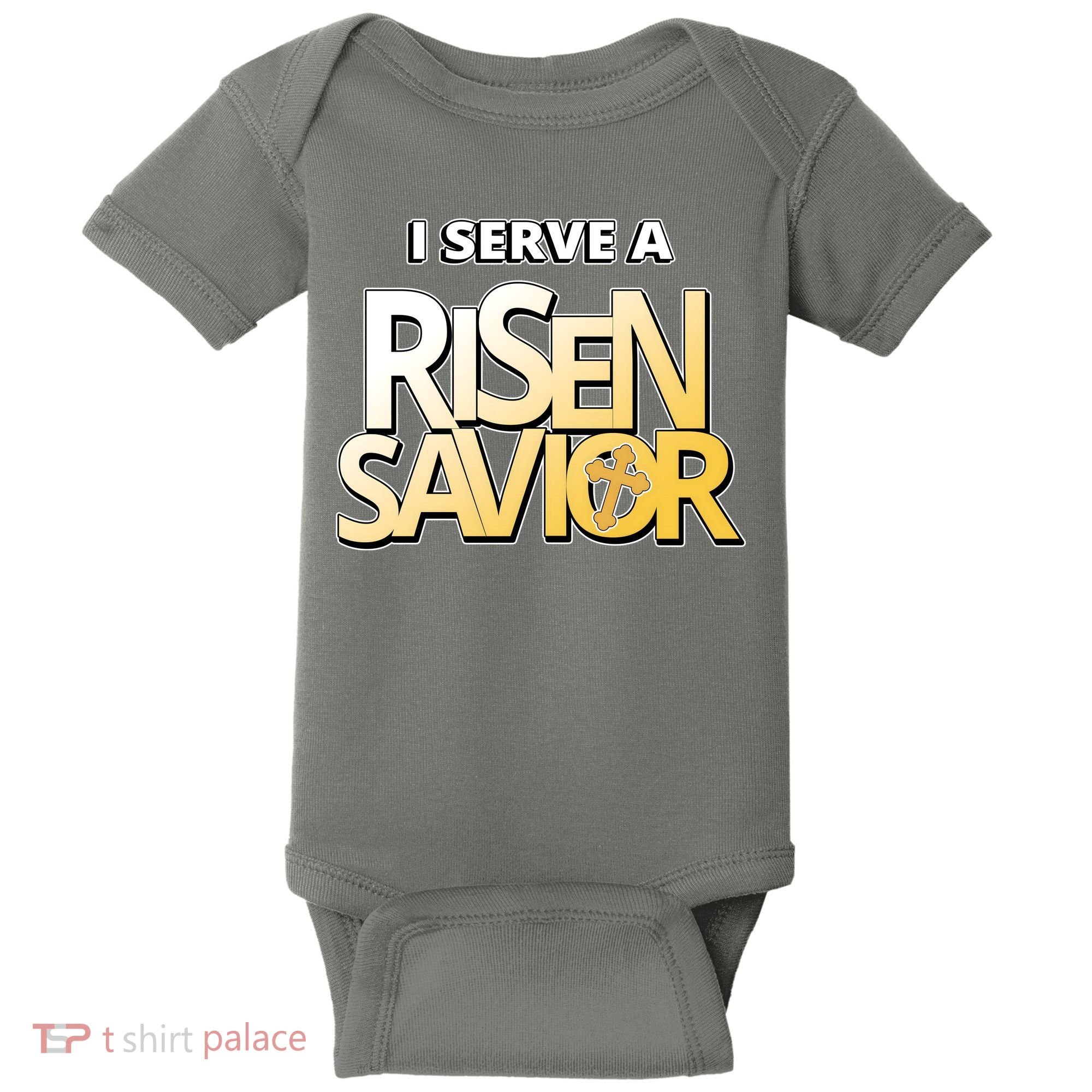 I Serve A Risen Savior Christian Faith Baby Bodysuit
