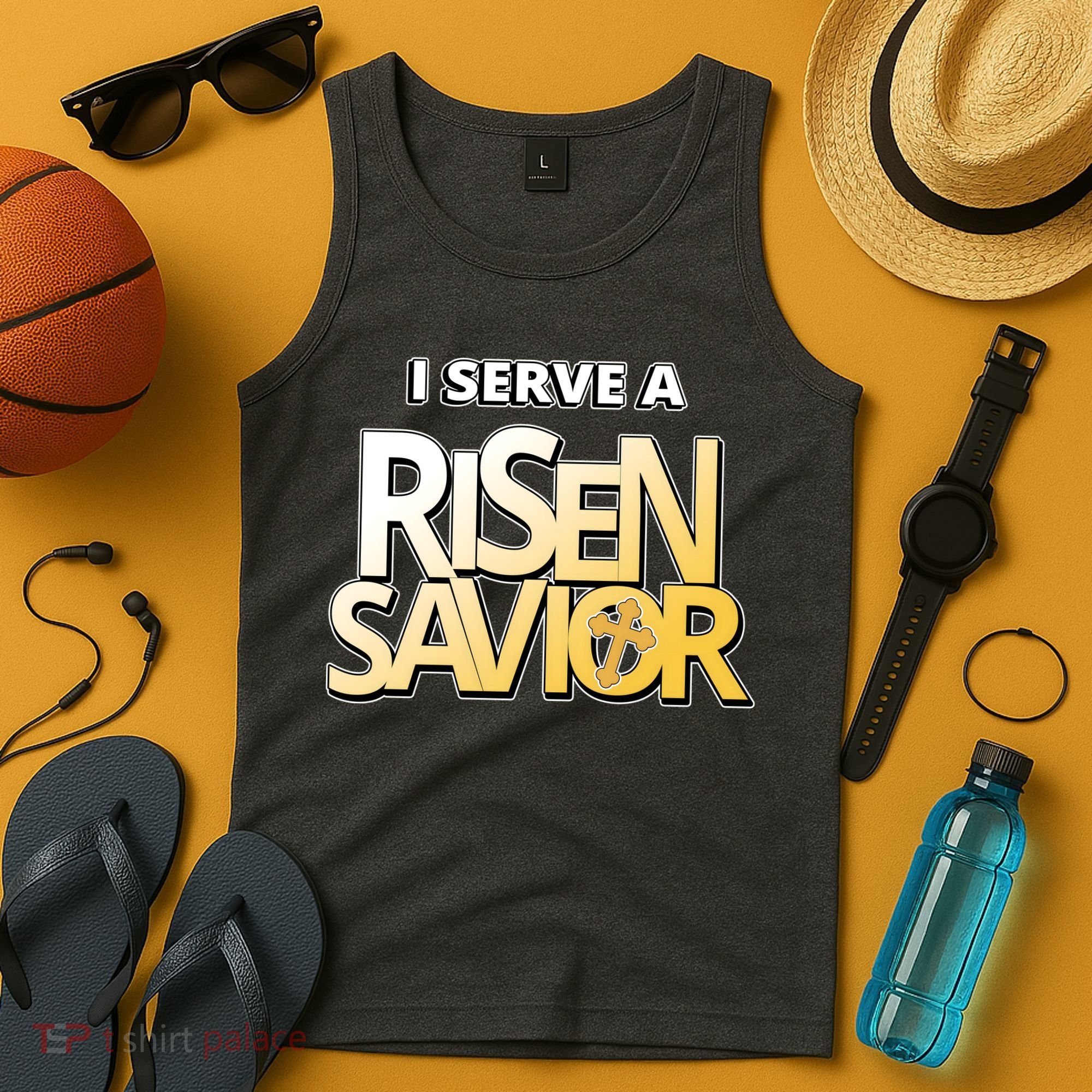 I Serve A Risen Savior Christian Faith Tank Top