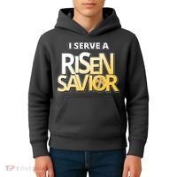 I Serve A Risen Savior Christian Faith Kids Hoodie thumb 4