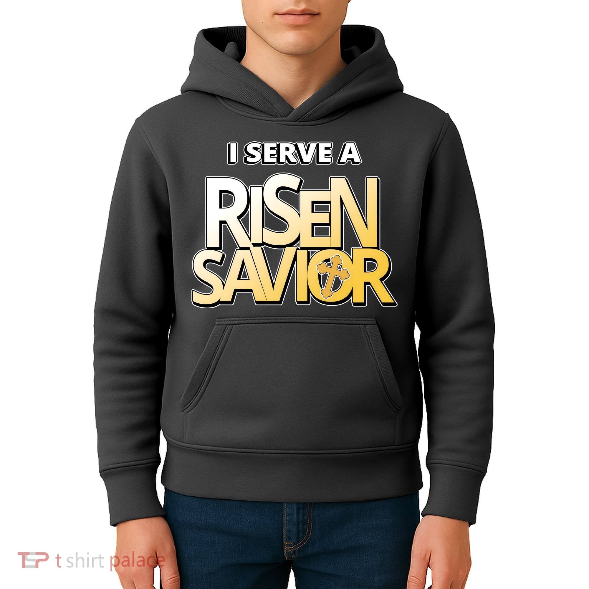 I Serve A Risen Savior Christian Faith Kids Hoodie