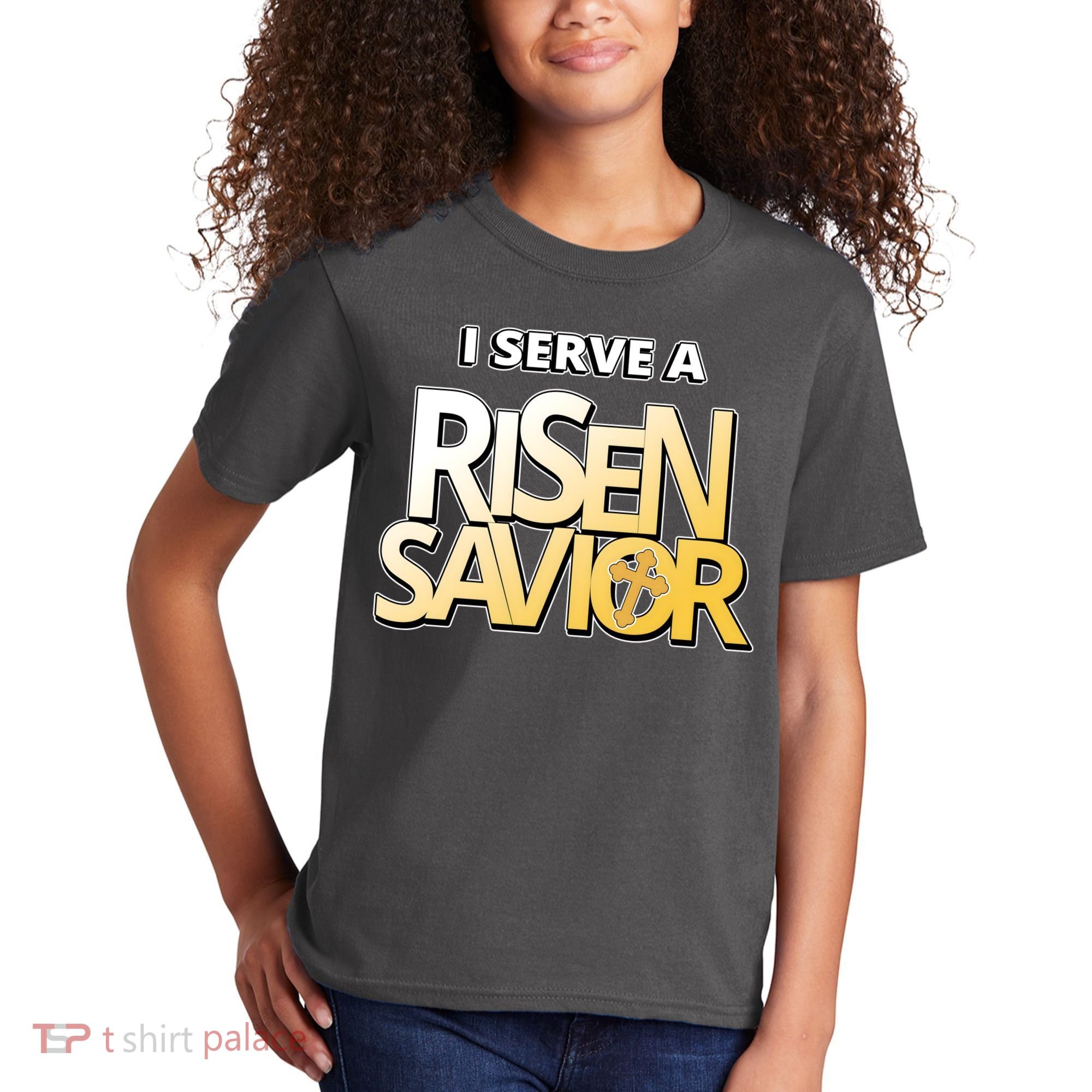 I Serve A Risen Savior Christian Faith Kids T-Shirt