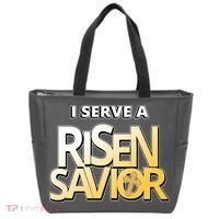 I Serve A Risen Savior Christian Faith Tote Bag thumb 0
