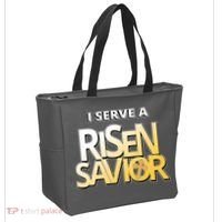 I Serve A Risen Savior Christian Faith Tote Bag thumb 2