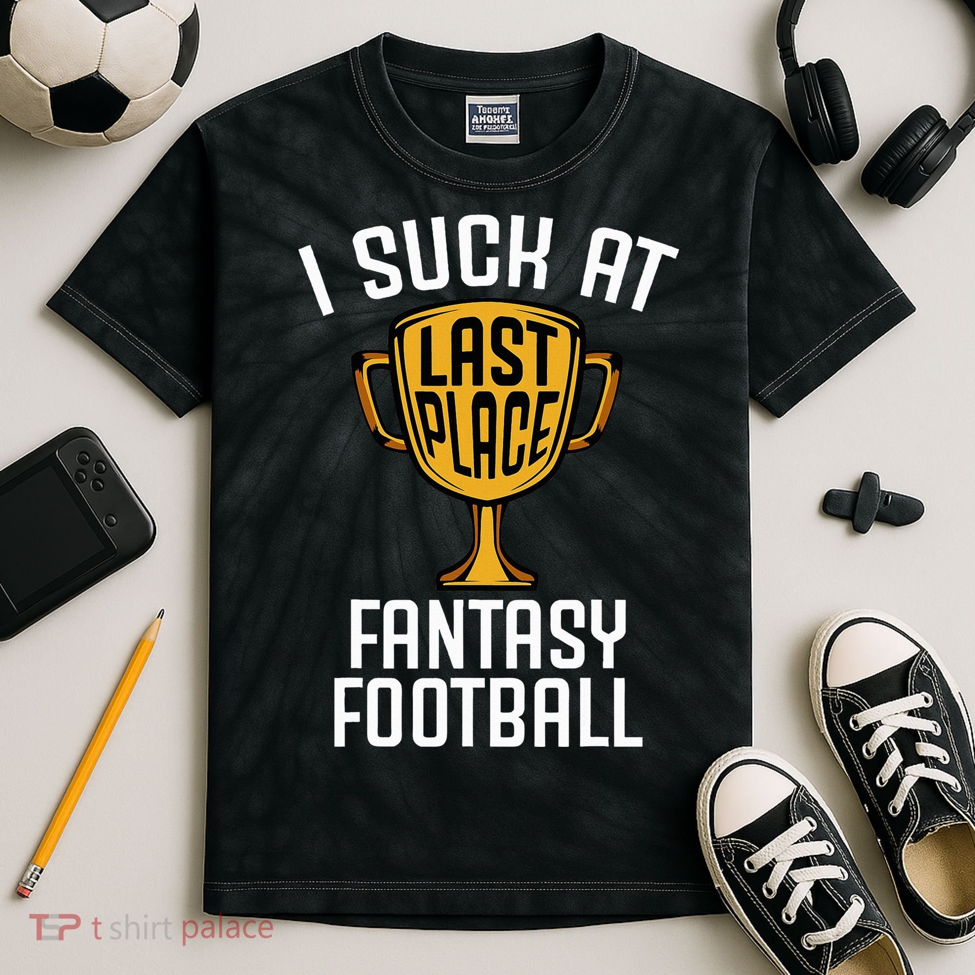 I Suck At Fantasy Football Kids Tie-Dye T-Shirt