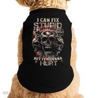 ICanFix Stupid But It's Gonna Hurt Cool Skull (On Back) Doggie Tank thumb 0