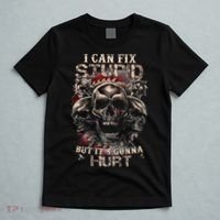ICanFix Stupid But It's Gonna Hurt Cool Skull (On Back) T-Shirt thumb 5