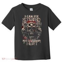 ICanFix Stupid But It's Gonna Hurt Cool Skull (On Back) Toddler T-Shirt thumb 0