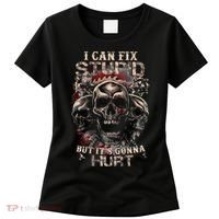 ICanFix Stupid But It's Gonna Hurt Cool Skull (On Back) Women's T-Shirt thumb 0