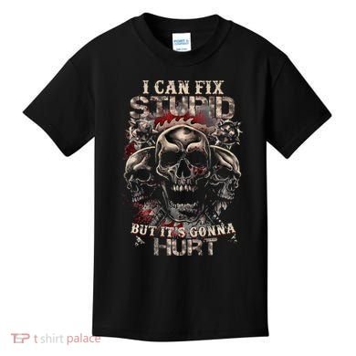 ICanFix Stupid But It's Gonna Hurt Cool Skull (On Back) Kids T-Shirt
