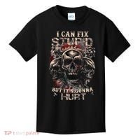 ICanFix Stupid But It's Gonna Hurt Cool Skull (On Back) Kids T-Shirt thumb 0