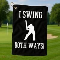 I Swing Both Ways Cricket With An Axe Bisexual LGBT Pride Golf Towel thumb 1